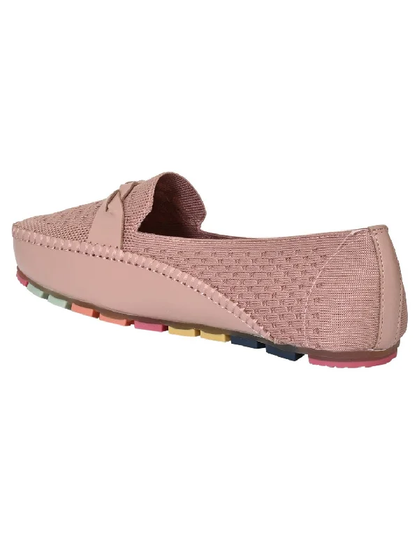 Women Nude Woven Loafers