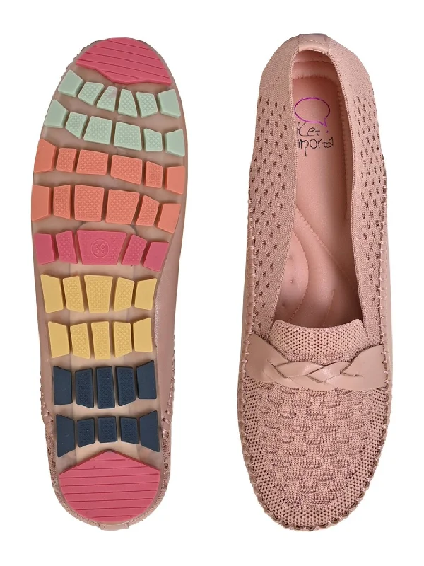 Women Nude Woven Loafers