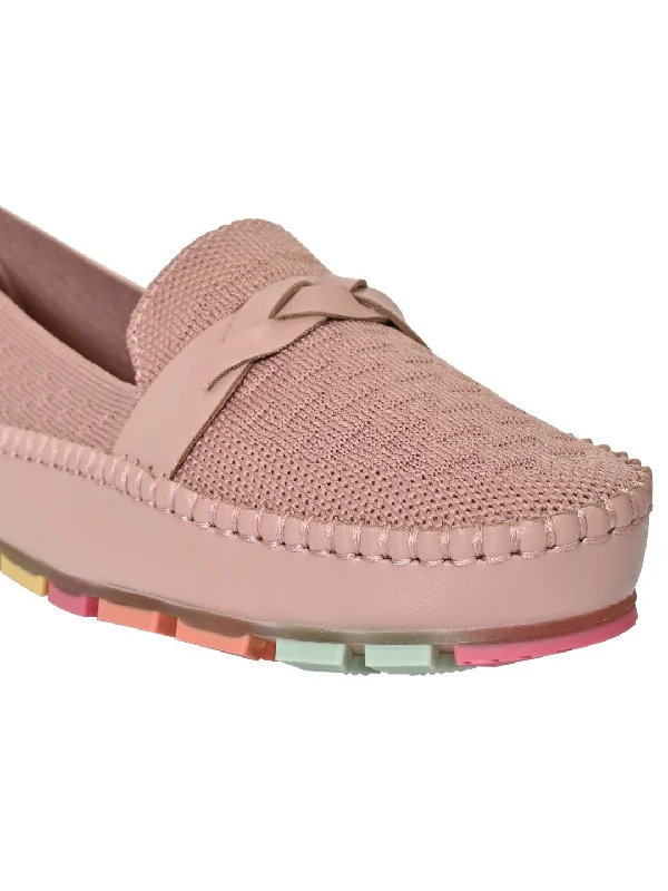 Women Nude Woven Loafers