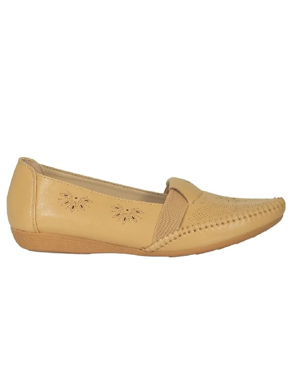 Women Camel Printed Laser Cut Loafers