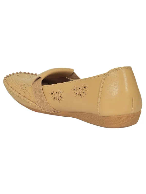 Women Camel Printed Laser Cut Loafers