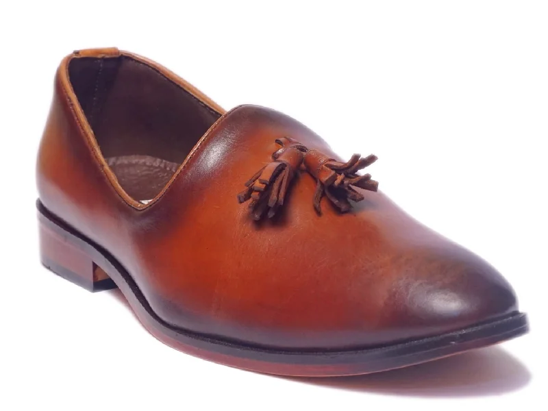 Men Tan Solid Loafers