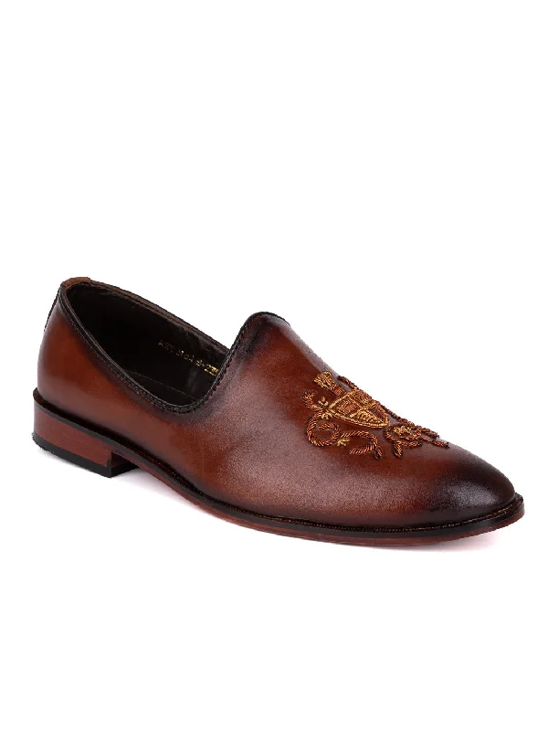 Men Tan Woven Loafers