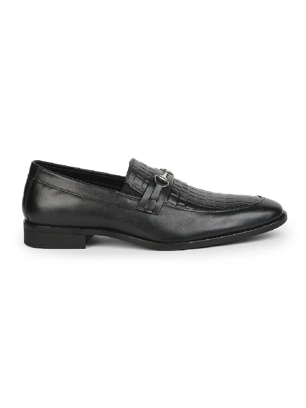 Men Black Animal Print Loafers