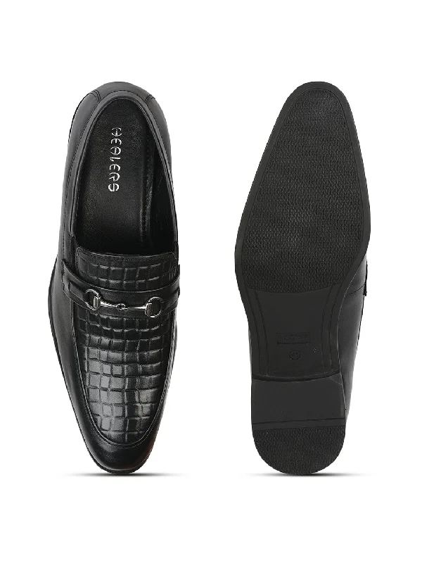 Men Black Animal Print Loafers