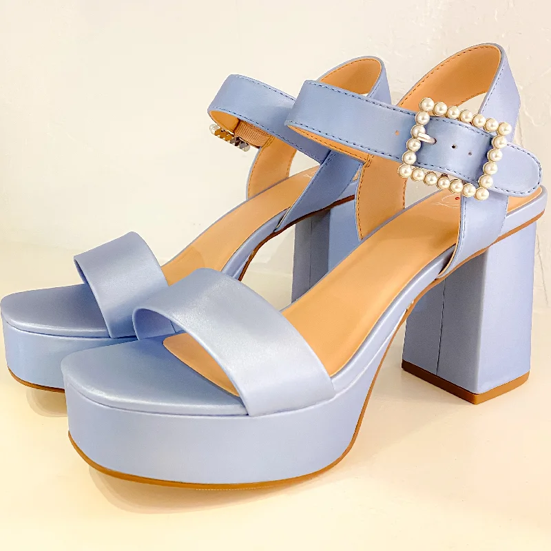 Macey Blue Platform Block Heel