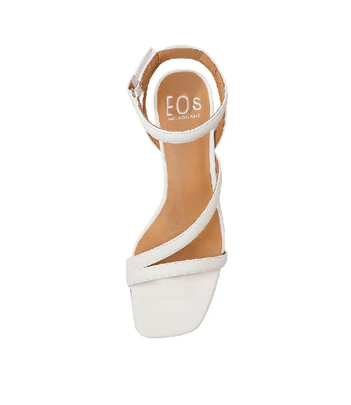 Petricia White Leather Heels