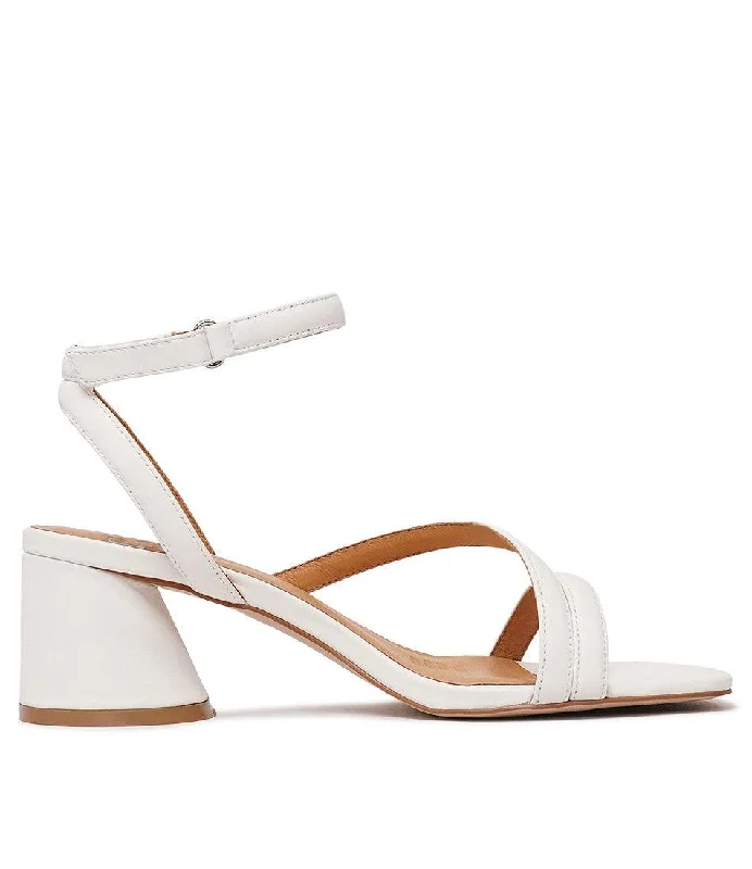 Petricia White Leather Heels