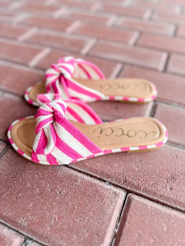 Rachael Lined Pink Stripe Bow Sandal