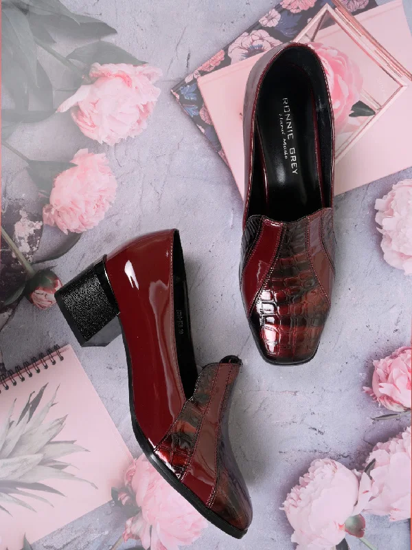 Women Maroon Animal Print Loafers