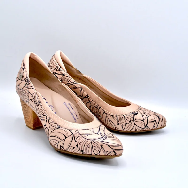 RHYME MID HEEL - ROSE PRINT LEATHER