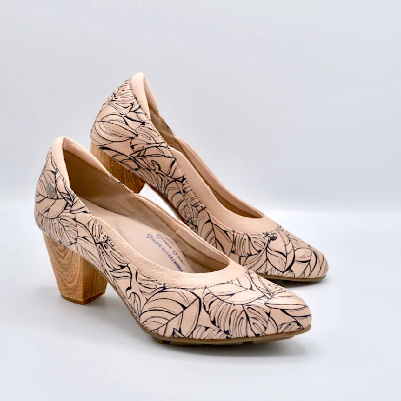 RHYME MID HEEL - ROSE PRINT LEATHER