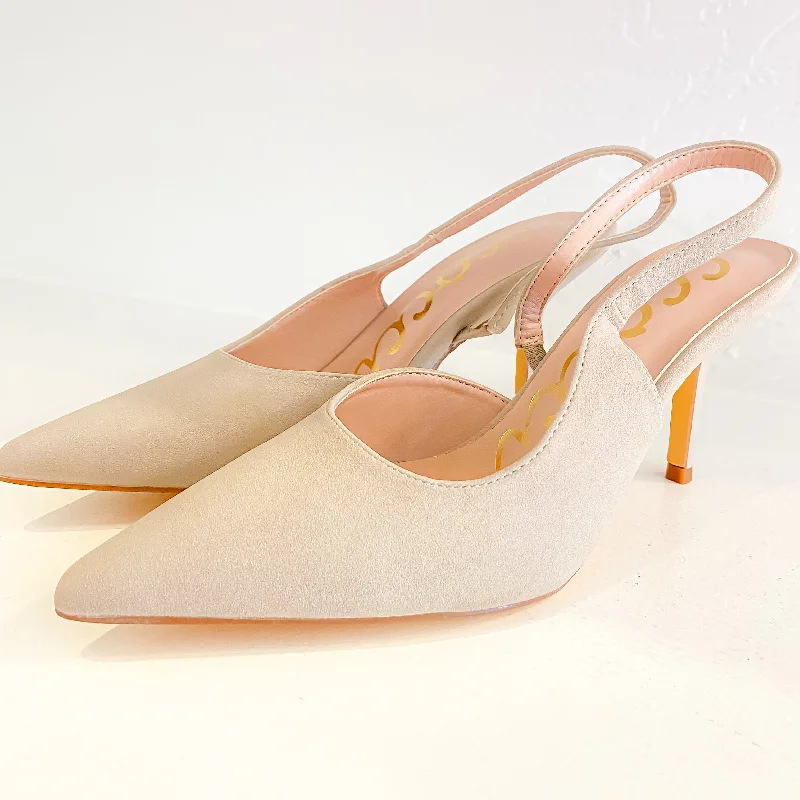 Sarah Taupe Suede Slingback Heel