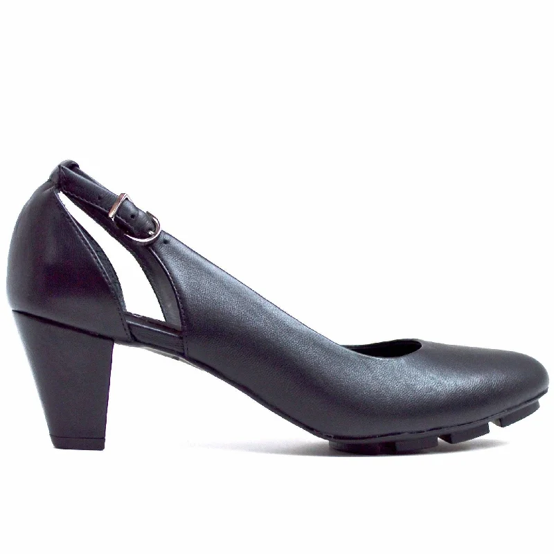 SLIM MID HEEL - BLACK LEATHER