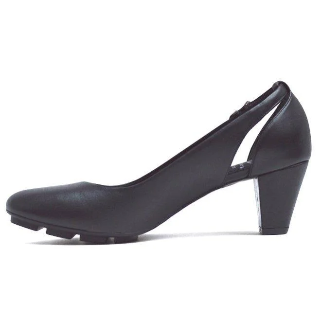 SLIM MID HEEL - BLACK LEATHER