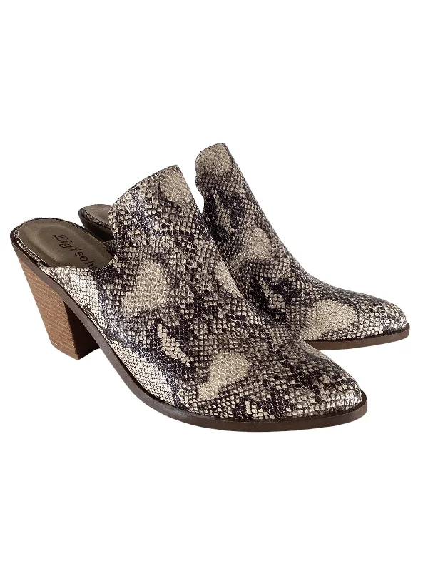 Snakeskin Print Shoes Heels Block Zigi Soho, Size 10