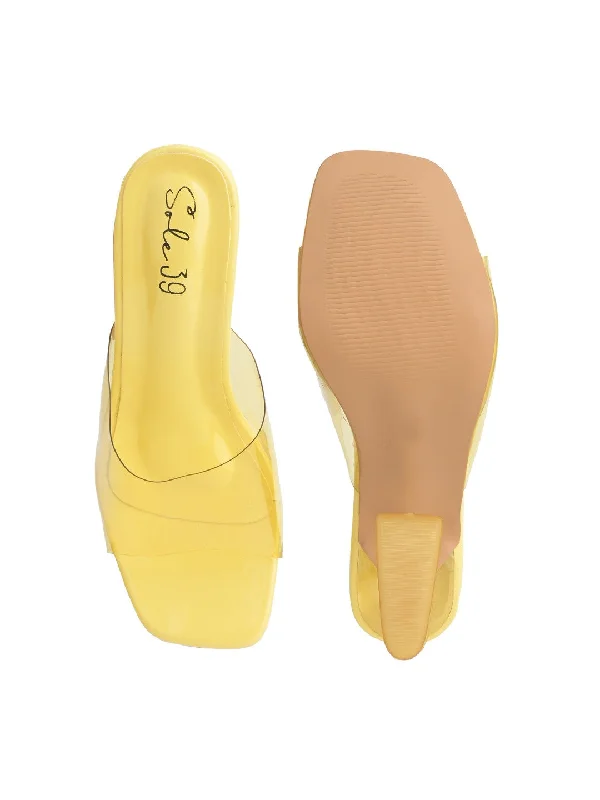 Sole-39 Yellow transparent  Strap heels - Stylish Comfort day to night wear