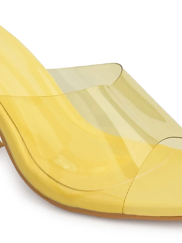 Sole-39 Yellow transparent  Strap heels - Stylish Comfort day to night wear