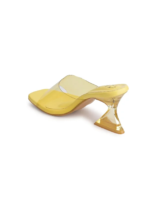 Sole-39 Yellow transparent  Strap heels - Stylish Comfort day to night wear