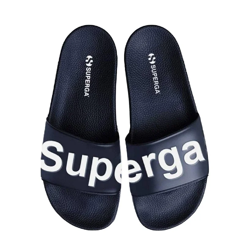 Superga Womens PUU Sliders Blue Navy / White