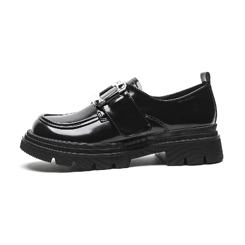 Women Fashion Glossy Velcro Tape Platform Loafers