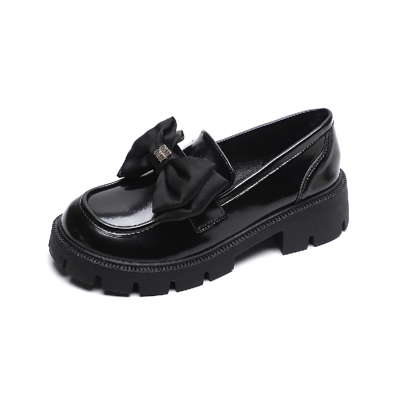 Women Minimalist Bowknot Low Block Loafers