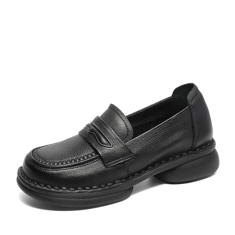 Women Retro Minimalist Leather Handmade Loafers