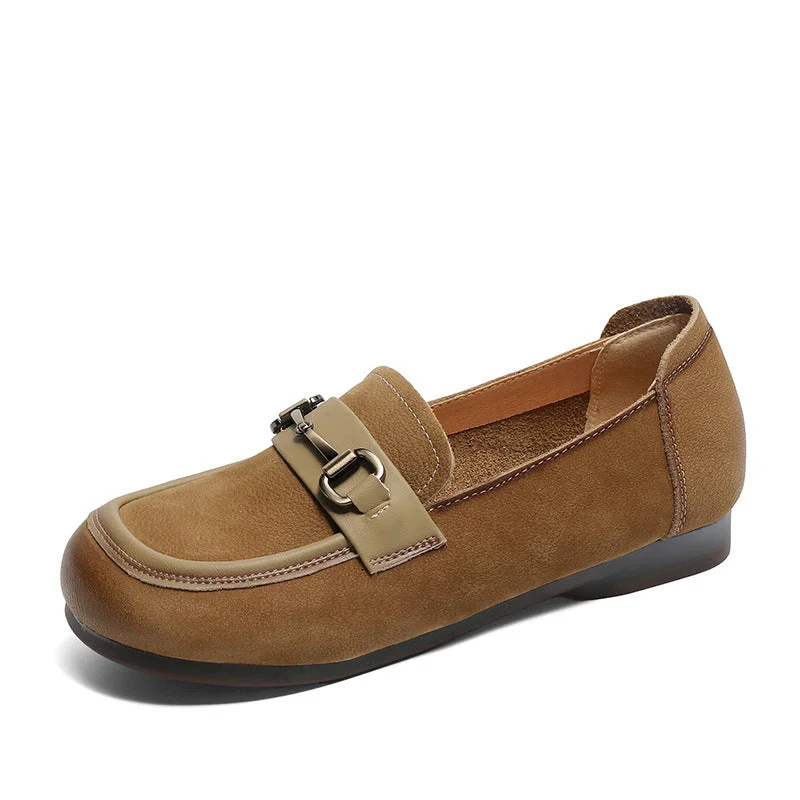 Women Retro Minimalist Leather Soft Flat Casual Loafers