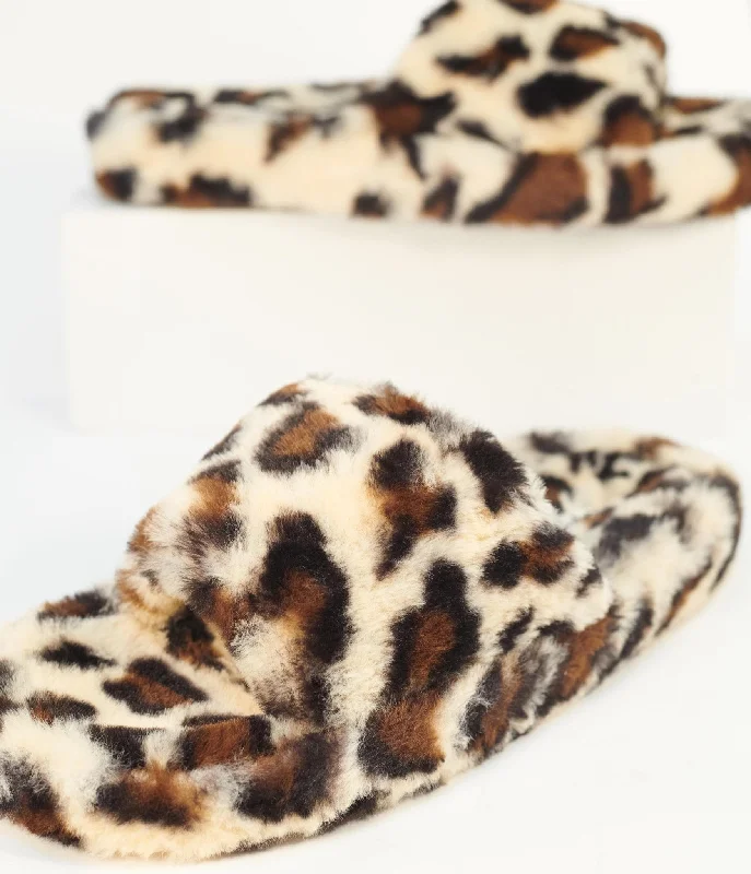 Leopard Print Fuzzy Slippers