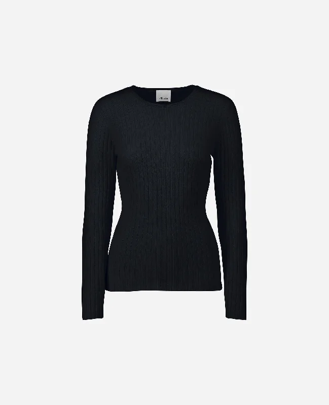 Rundhals Pullover aus Cashmere in Navy