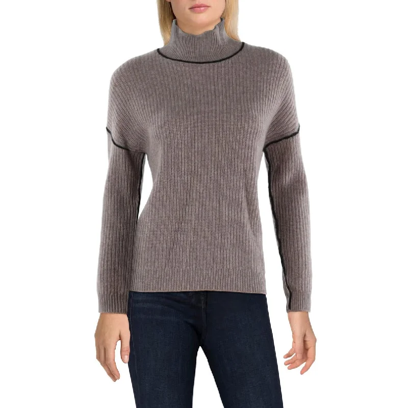 Chelsea & Theodore Womens Cashmere Ribbed Pullover Sweater