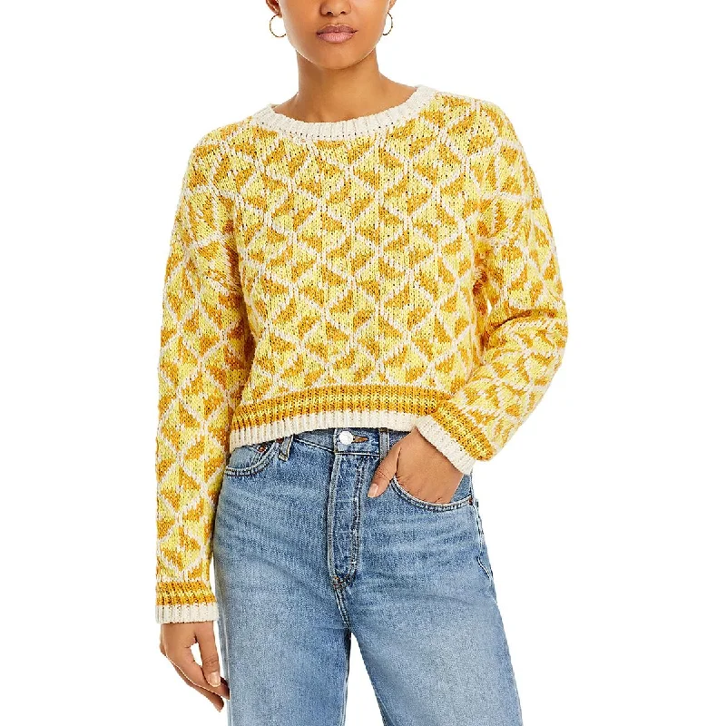 Mother Womens The Itsy Knit Crewneck Crop Sweater