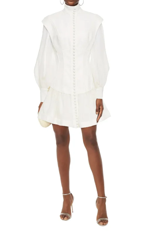 Glassy Long Sleeve Ivory Mini Dress by Zimmermann Goth mini dresses