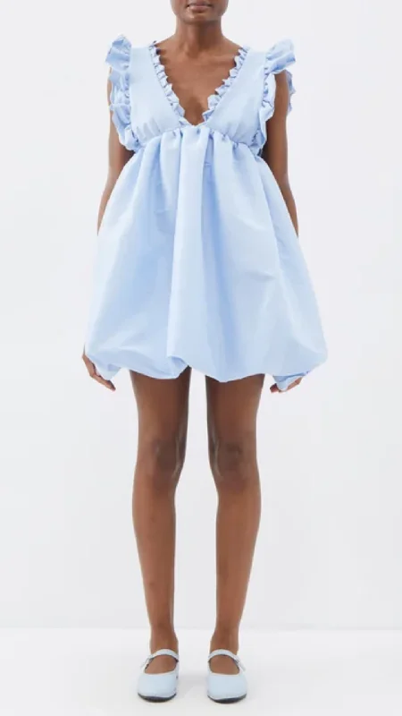 Kika Vargas Caroline V-neck ruffled taffeta mini dress Trendy mini dresses under $50