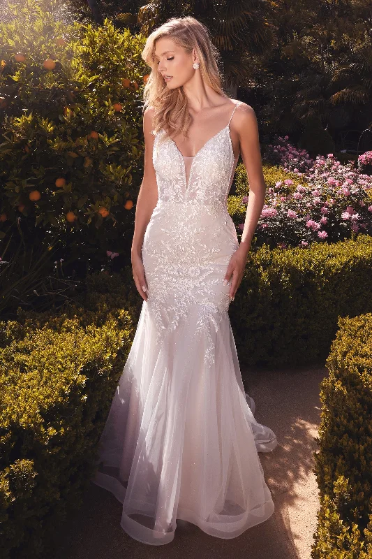 **Captivate Hearts in Cinderella Divine's Enchanting Lace Embroidered Gown** Mermaid Style Gown