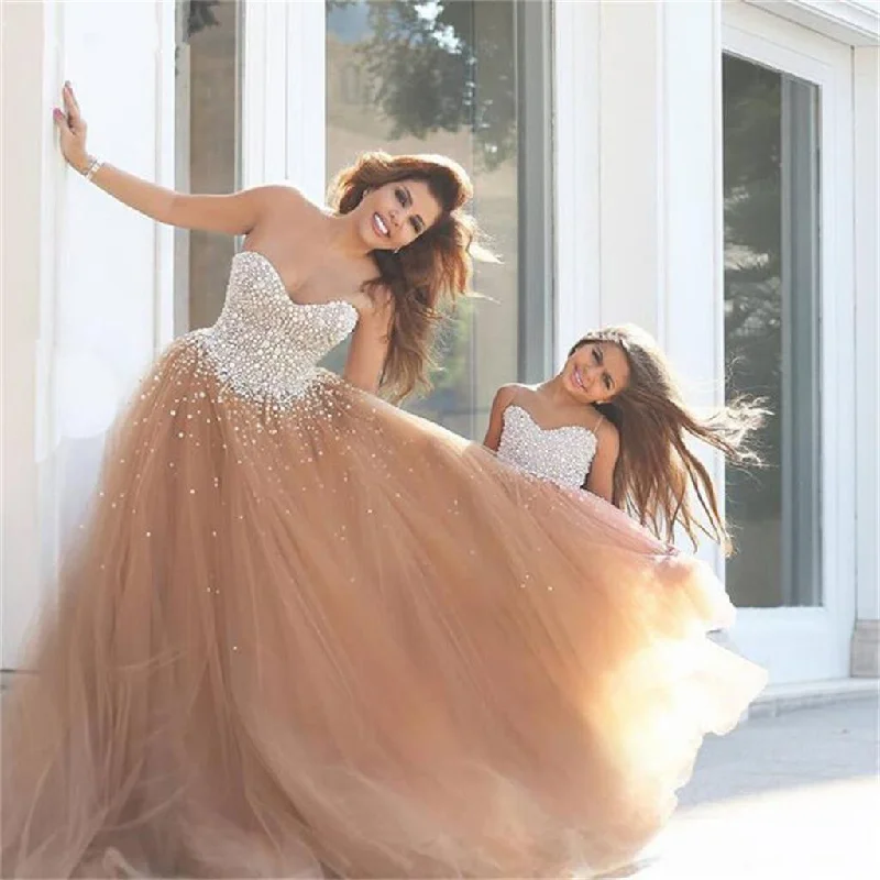 Sweetheart Tulle Prom Dresses, Popular Sequin Custom Wedding Dresses, Flower Girl Dresses, WD0130 Sexy Satin Gown