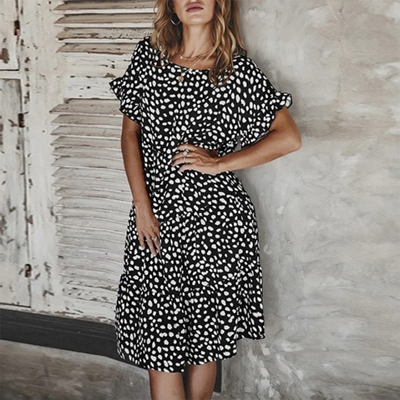 Stylish Print Round Neck Midi Dress Best midi dresses for formal events