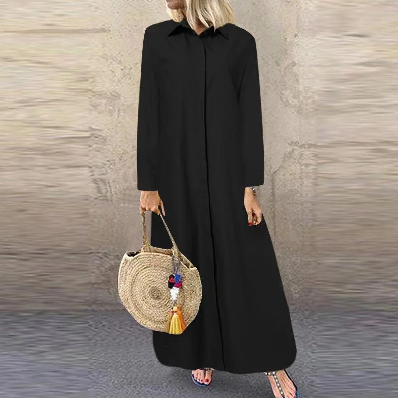 Black Plain Long Sleeve Midi Dress Sexy midi dresses