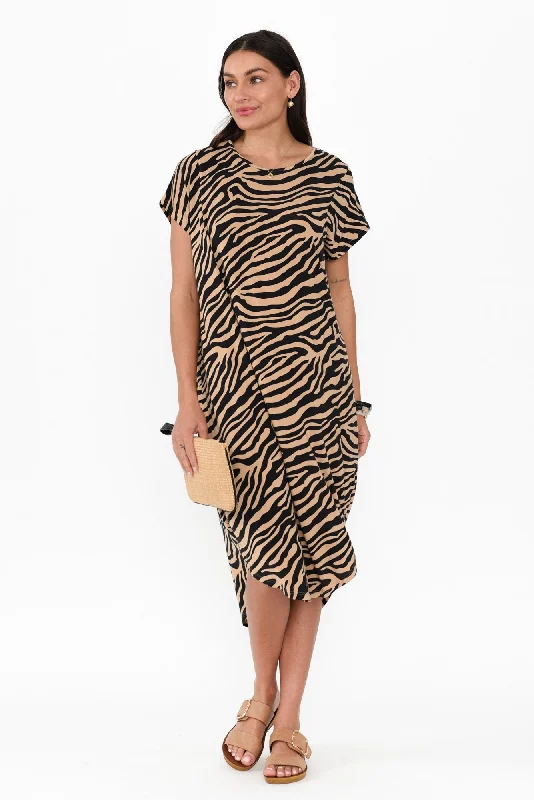 Ivy Tan Zebra Micro Modal Midi Dress Halter midi dresses