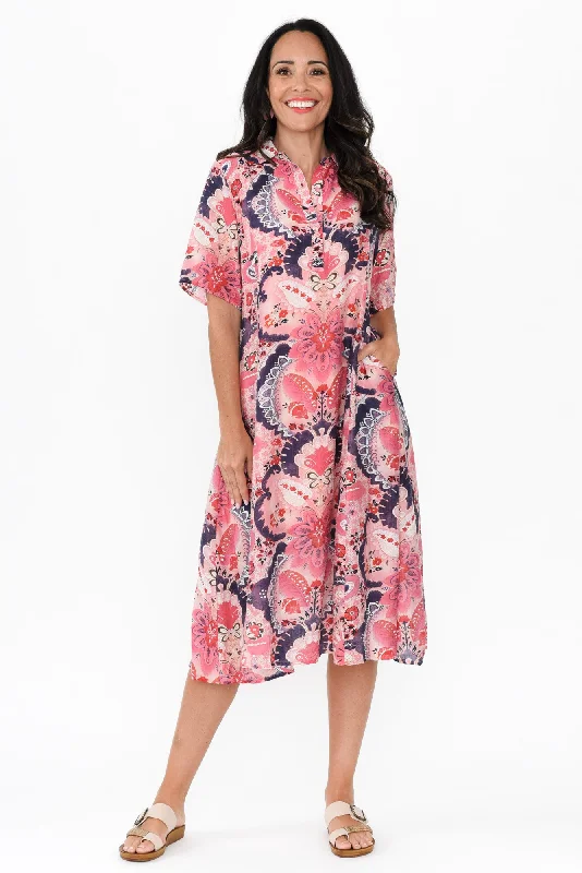 Jaime Pink Paisley Midi Dress Edgy midi dresses