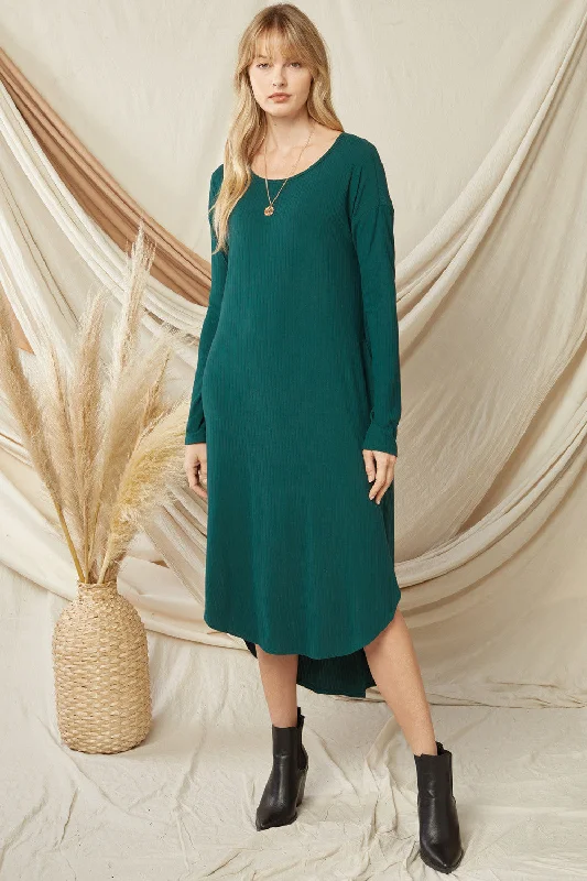 Ribbed Pocket Midi Dress, Hunter Trendy midi dresses under $50