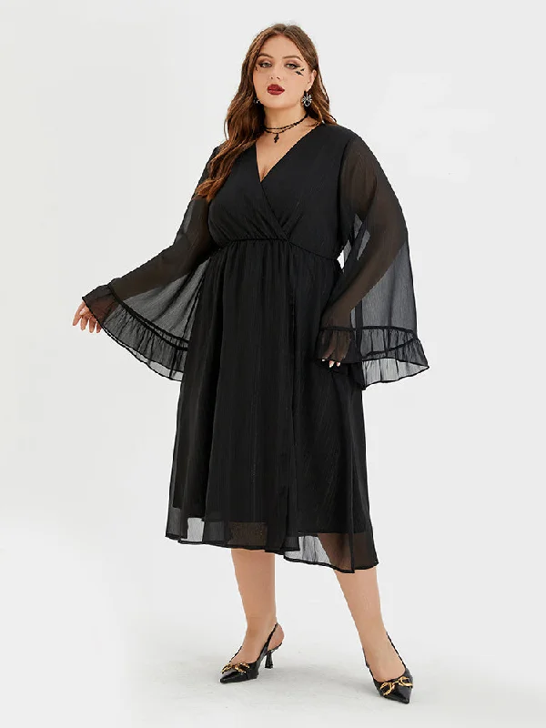 Halloween V-Neck Flare Sleeve Midi Dress Cotton midi dresses