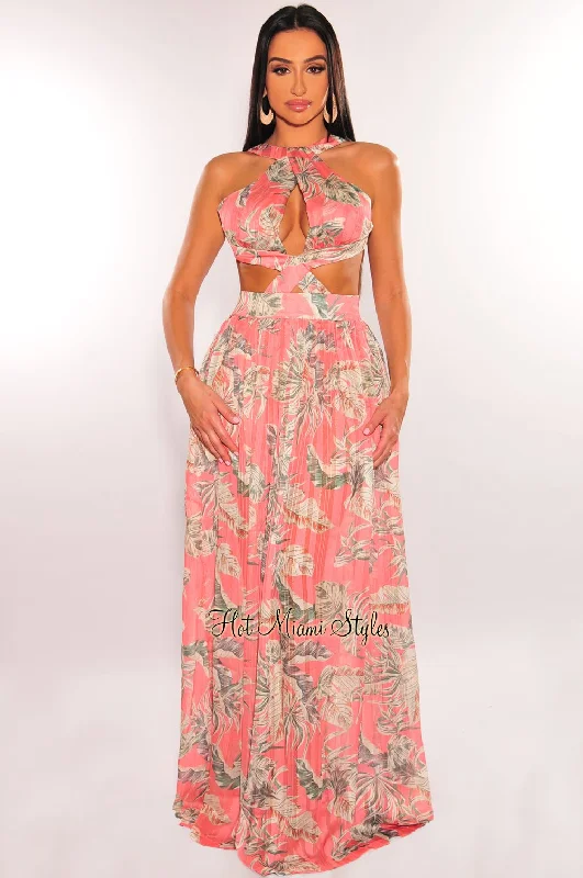 Blush Floral Print Padded Cut Out Open Back Maxi Dress Off-shoulder maxi dresses