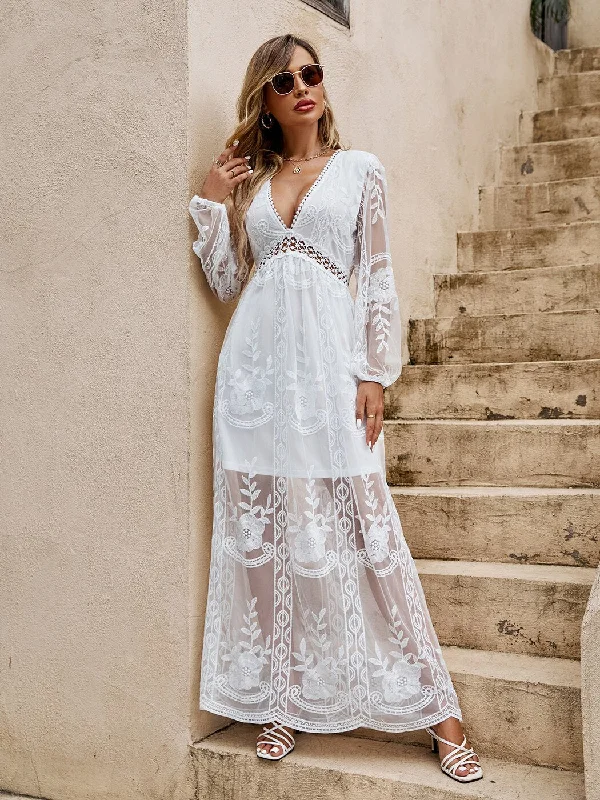 BerriesJam - Greek Myth Lace Lantern Sleeve Maxi Dress Tiered maxi dresses