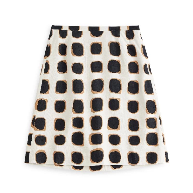 J. Peterman Women's Printed A-Line Skirt in Ivory and Black Pleated unclassified skirts