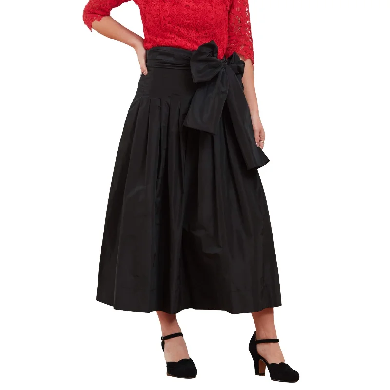 J. Peterman Women's Pleated Waist-Tie Taffeta Skirt in Black Sexy unclassified skirts