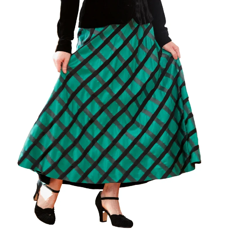 J. Peterman Women's Windowpane Plaid Silk Taffeta Skirt Best-selling unclassified skirts