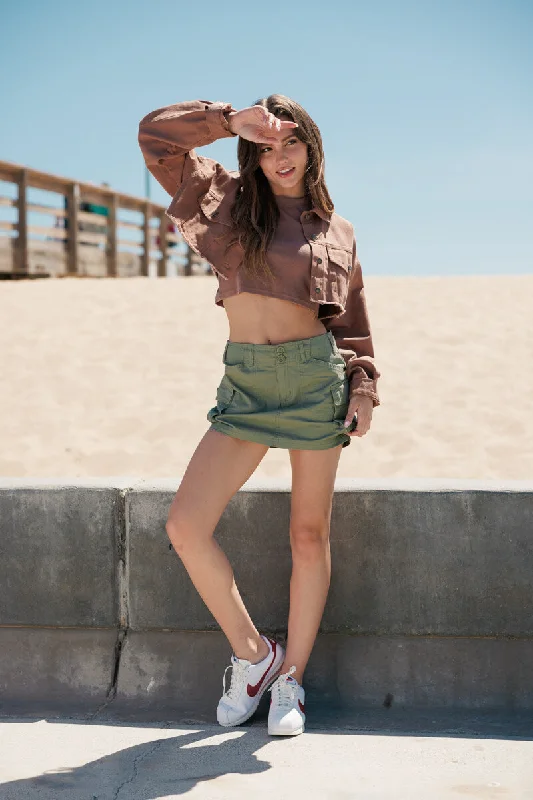 Cargo Mini Skirt - Olive Bohemian Mini Skirt