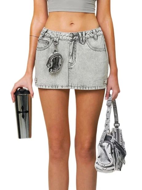 Compass Wild Tarpan Denim Mini Skirt Gray