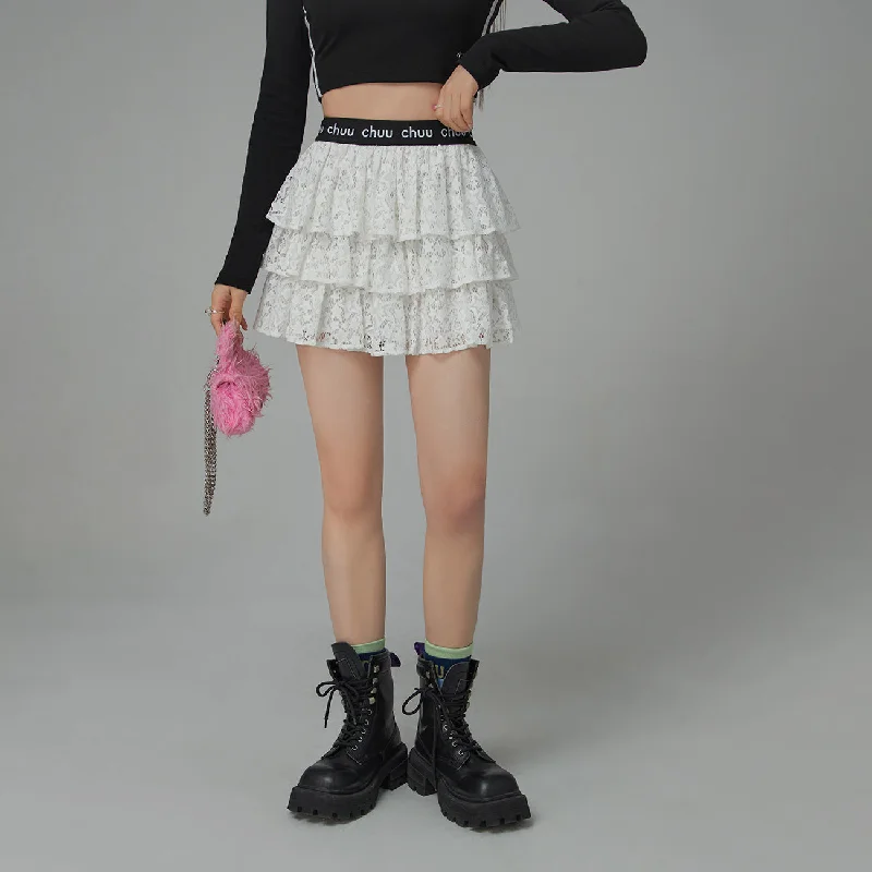 Star Lace Frill Mini Skirt